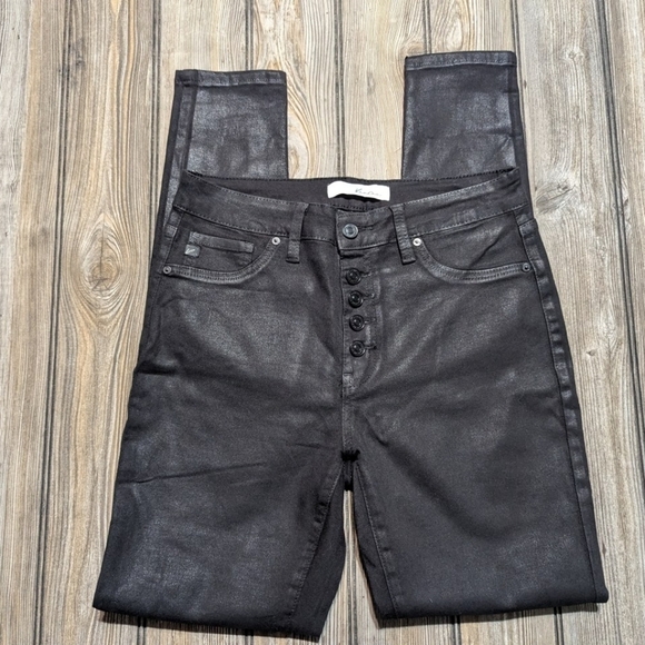 KanCan size 9 black skinny jeans in distressed leather-like fabric - Picture 8 of 11